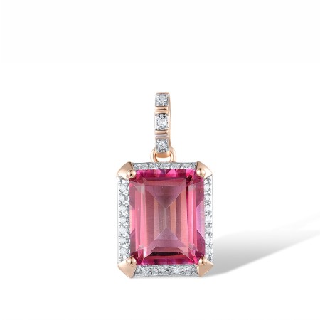 14KRW Pendant Diamond,Pink Topaz (P313973PNT14KRW)