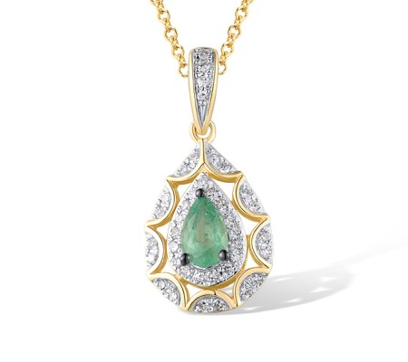 14KYWB Pendant Diamond,Emerald (P314017EMR14KYWB)