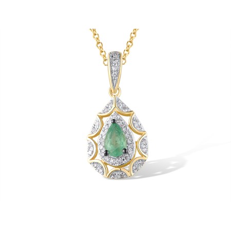 14KYWB Pendant Diamond,Emerald (P314017EMR14KYWB)