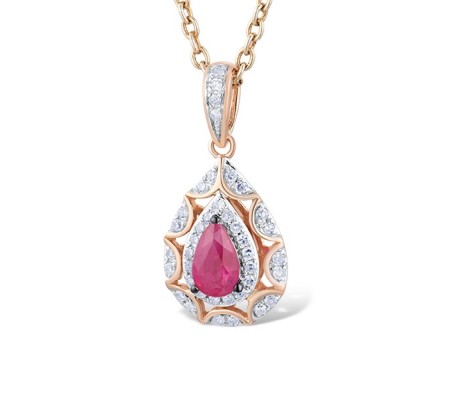 14KRWB Pendant Diamond,Ruby (P314017RUY14KRWB)