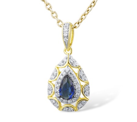 14KYWB Pendant Blue Sapphire,Diamond (P314017SAP14KYWB)