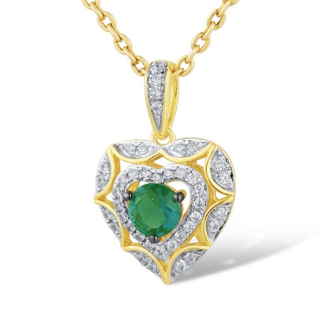 14KYWB Pendant Diamond,Emerald (P314018EMR14KYWB)