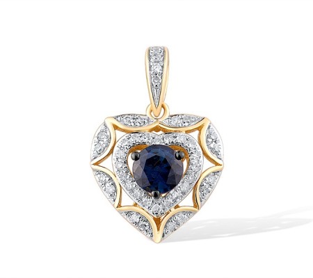 14KYWB Pendant Blue Sapphire,Diamond (P314018SAP14KYWB)