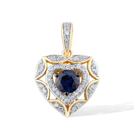 14KYWB Pendant Blue Sapphire,Diamond (P314018SAP14KYWB)