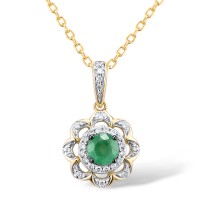 14KYWB Pendant Diamond,Emerald (P314019EMR14KYWB)