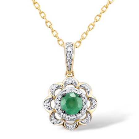 14KYWB Pendant Diamond,Emerald (P314019EMR14KYWB)