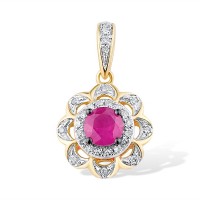14KYWB Pendant Diamond,Ruby (P314019RUY14KYWB)