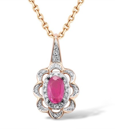 14KRWB Pendant Diamond,Ruby without chain (P314020RUY14KRWB)