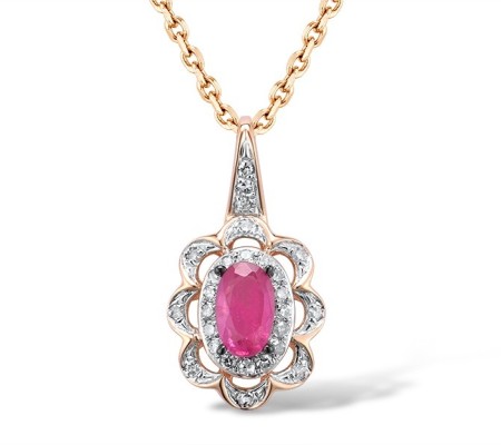 14KRWB Pendant Diamond,Ruby without chain (P314020RUY14KRWB)