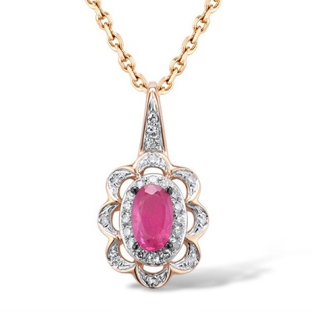 14KRWB Pendant Diamond,Ruby without chain (P314020RUY14KRWB)