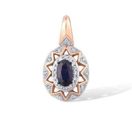 14KRWB Pendant Blue Sapphire,Diamond (P314022SAP14KRWB)