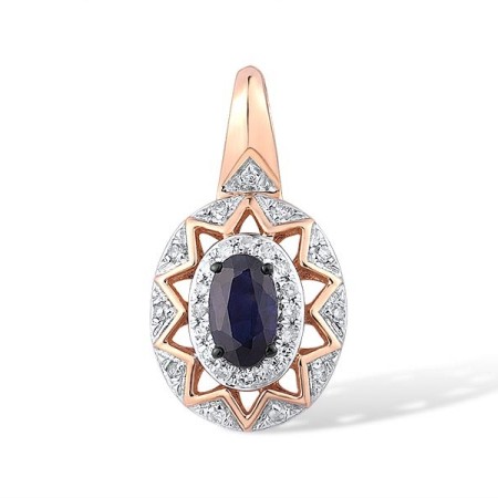 14KRWB Pendant Blue Sapphire,Diamond (P314022SAP14KRWB)