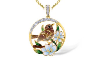 Sterling Silver w/ Yellow Black White Plating Pendant White Cubic Zirconia,Black spinel,Enamel (P314120ENASZ925)