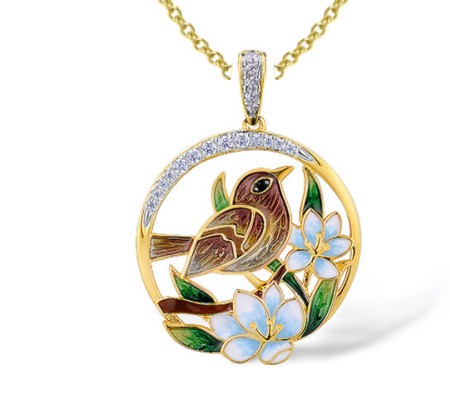 Sterling Silver w/ Yellow Black White Plating Pendant White Cubic Zirconia,Black spinel,Enamel (P314120ENASZ925)