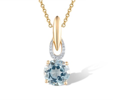 14KYW Pendant Blue Topaz (Sky Blue),Diamond (P314150BKT14KYW)