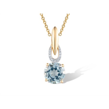 14KYW Pendant Blue Topaz (Sky Blue),Diamond (P314150BKT14KYW)