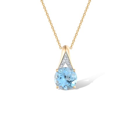 14KRW Pendant Blue Topaz (Swiss Blue),Diamond (P314151BLT14KRW)