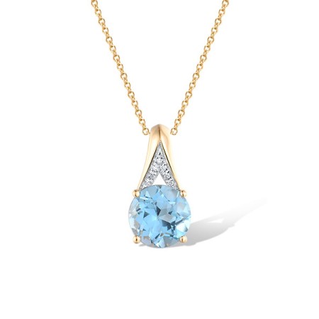 14KRW Pendant Blue Topaz (Swiss Blue),Diamond (P314151BLT14KRW)