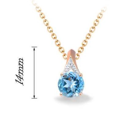 14KYW Pendant Blue Topaz (Swiss Blue),Diamond (P314151BLT14KYW)
