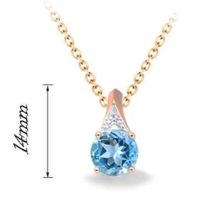 14KYW Pendant Blue Topaz (Swiss Blue),Diamond (P314151BLT14KYW)