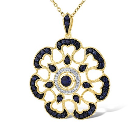 14KYWB Pendant Blue Sapphire,Diamond (P314193SAP14KYWB)