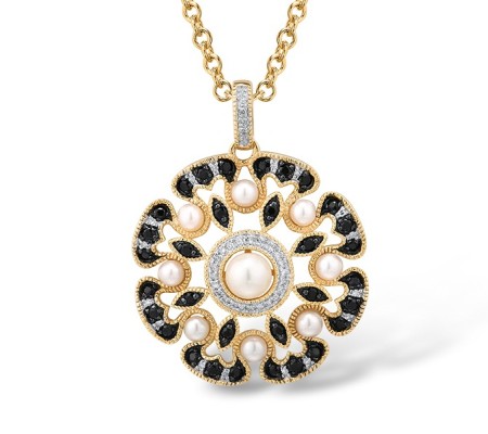 14KYWB Pendant Blue Sapphire,Diamond,Fresh Water White Pearl (P314201PSA14KYWB)