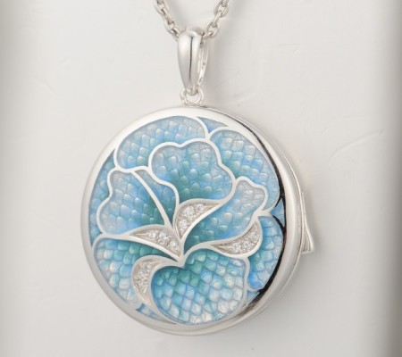 Sterling Silver Pendant Enamel,White Cubic Zirconia (P314315ENASL925)