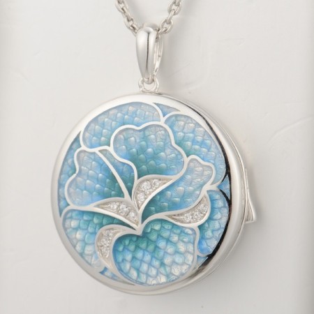 Sterling Silver Pendant Enamel,White Cubic Zirconia (P314315ENASL925)
