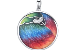 Sterling Silver Pendant Black spinel,Enamel,White Cubic Zirconia (P314317ENASL925)