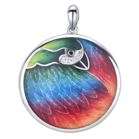 Sterling Silver Pendant Black spinel,Enamel,White Cubic Zirconia (P314317ENASL925)