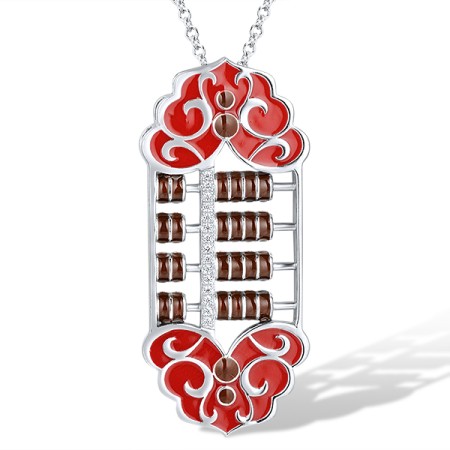 Sterling Silver Pendant Enamel,White Cubic Zirconia (P314417ENASL925)