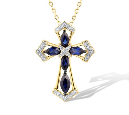 14KYWB Pendant Blue Sapphire,Diamond (P314708SAP14KYWB)