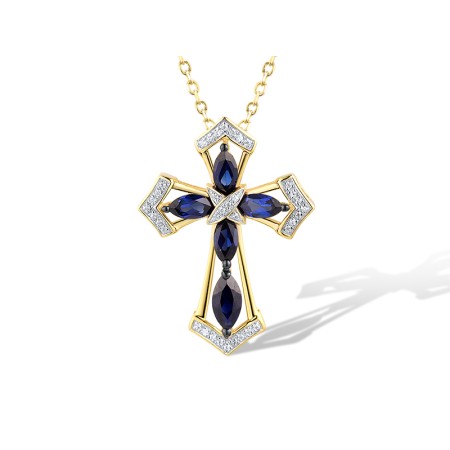 14KYWB Pendant Blue Sapphire,Diamond (P314708SAP14KYWB)