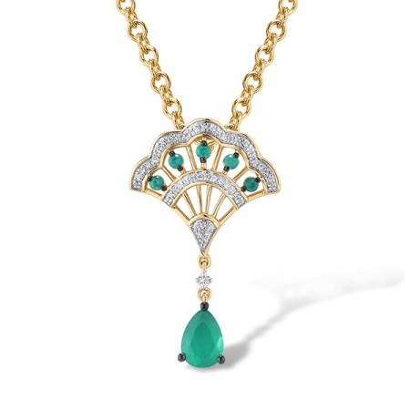14KYWB Pendant Diamond,Emerald (P314927EMR14KYWB)
