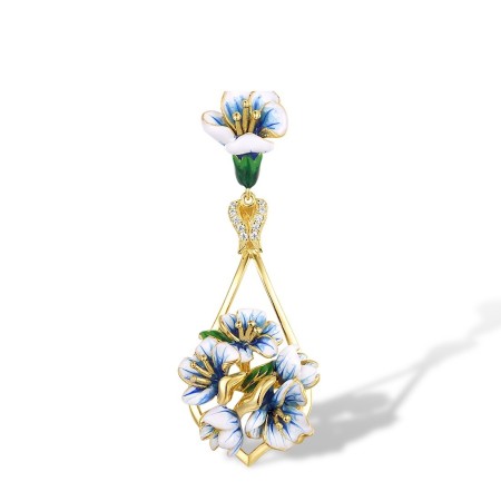 Sterling Silver w/ Yellow Plating Pendant Enamel,White Cubic Zirconia (P314953ENASY925)