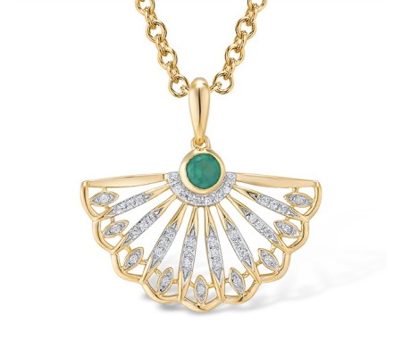 14KYW Pendant Diamond,Emerald (P315025EMR14KYW)