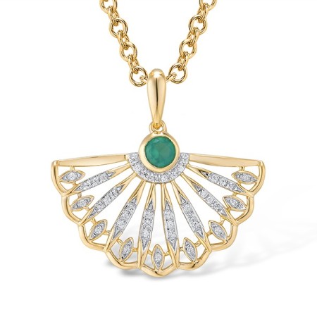 14KYW Pendant Diamond,Emerald (P315025EMR14KYW)