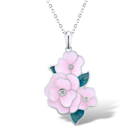 Sterling Silver Pendant Enamel,White Cubic Zirconia (P315145ENASL925)