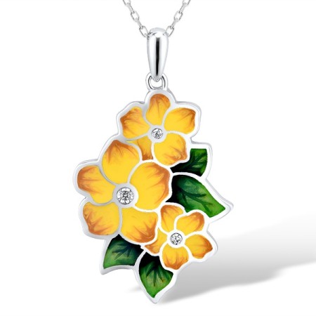 Sterling Silver Pendant Enamel,White Cubic Zirconia (P315146ENASL925)
