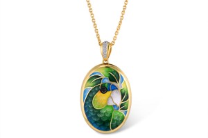 Sterling Silver w/ Yellow Black White Plating Pendant Black spinel,Enamel,White Cubic Zirconia (P315154ENASZ925)