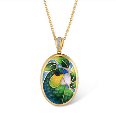 Sterling Silver w/ Yellow Black White Plating Pendant Black spinel,Enamel,White Cubic Zirconia (P315154ENASZ925)