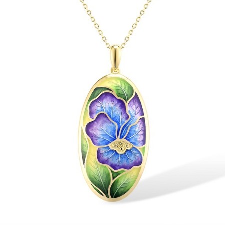 Sterling Silver w/ Yellow Plating Pendant Enamel,Yellow Nano Cubic Zirconia (Ci (P315420ENASY925)