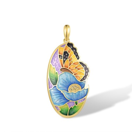 Sterling Silver w/ Yellow Plating Pendant Enamel,Yellow Nano Cubic Zirconia (Ci (P315422ENASY925)