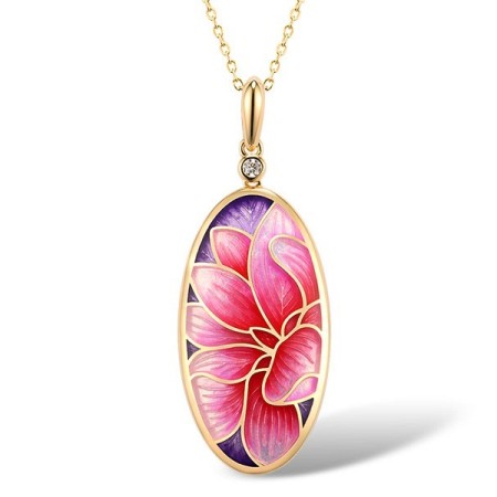 Sterling Silver w/ Yellow Plating Pendant Enamel,White Cubic Zirconia (P315494ENASY925)