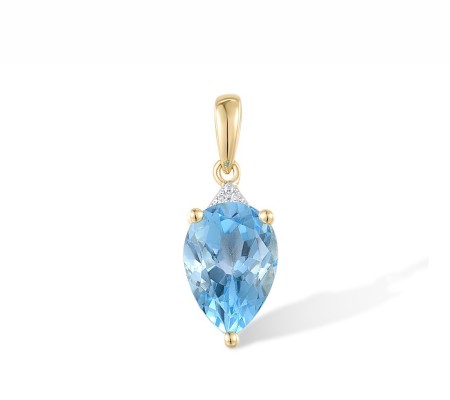 14KYW Pendant Blue Topaz (Swiss Blue),Diamond (P315527BLT14KYW)