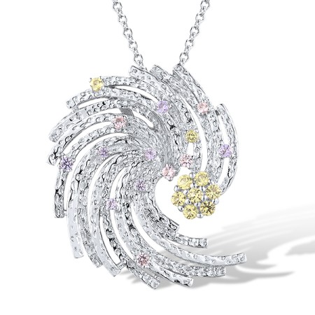 Sterling Silver Pendant Created Purple Nano Spinel,Green Nano Cubic Zirconia (Per,Nano pink spinel (P315646GPSZSL925)