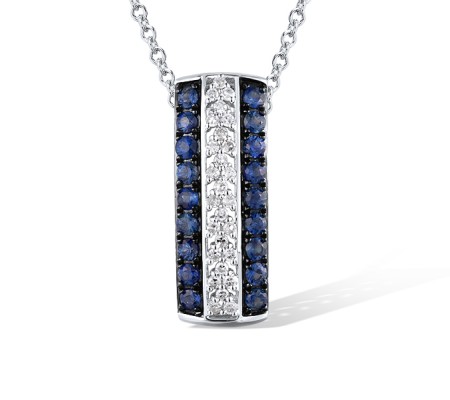 14KWB Pendant Blue Sapphire,Diamond without chain (P315730SAP14KWB)