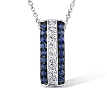 14KWB Pendant Blue Sapphire,Diamond without chain (P315730SAP14KWB)