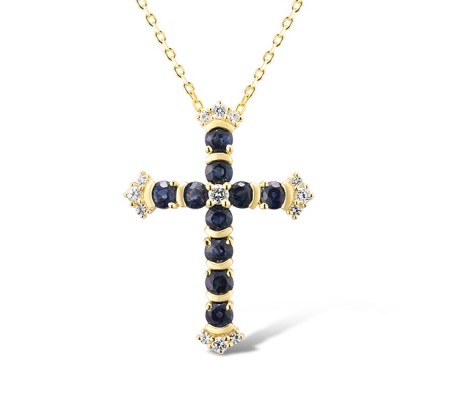14KY Pendant White Sapphire,Blue Sapphire (P315735SWS14KY)