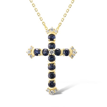 14KY Pendant White Sapphire,Blue Sapphire (P315735SWS14KY)
